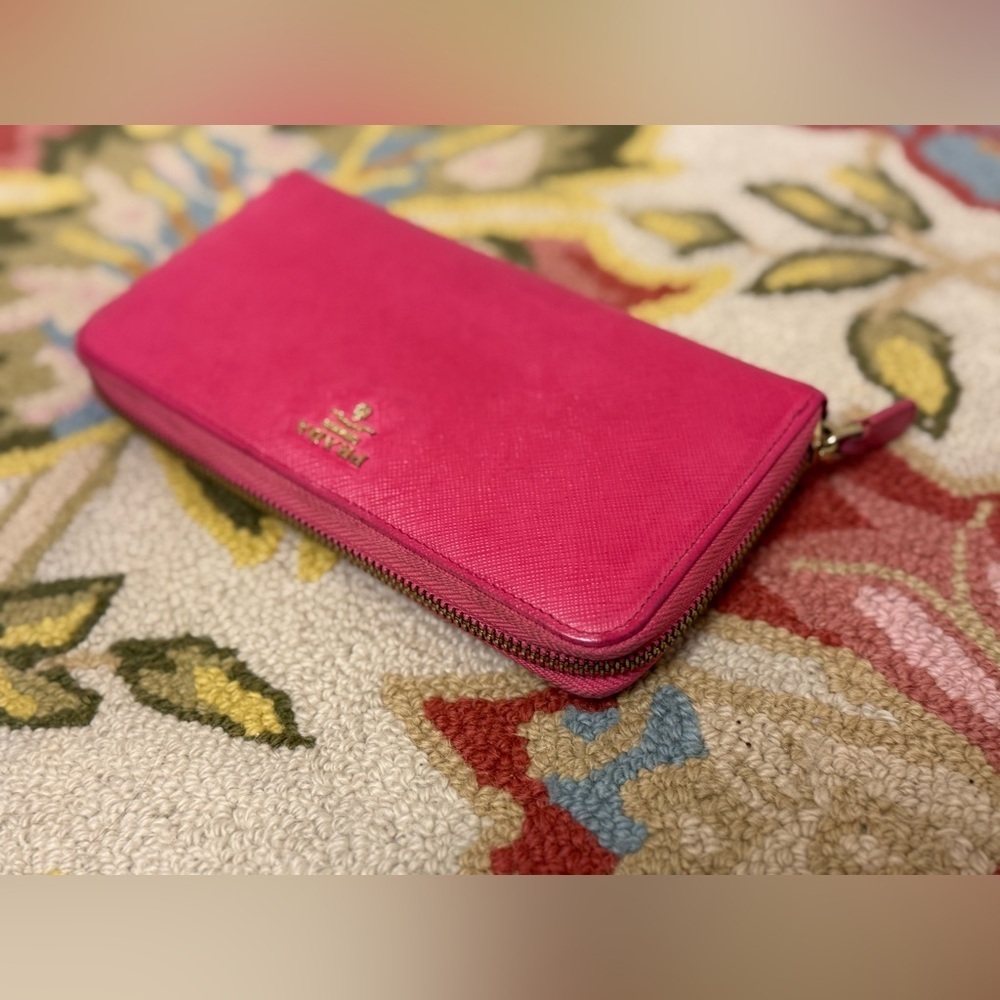 PRADA Saffiano Lux Leather Barbie Peonia Pink Continental Zip-Around Wallet - Picture 6 of 16